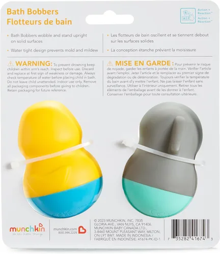Vista 5 de Munchkin® Bath Bobbers Juguete de Baño Libre de Moho para Bebés y Niños Pequeños, 6+ Meses, Delfín/Morsa
