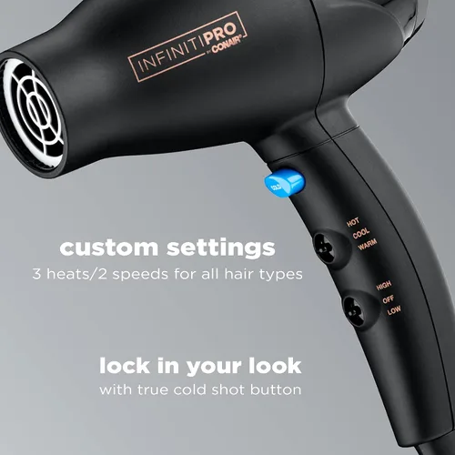 Vista 5 de INFINITIPRO by Conair - Secador de pelo de viaje, potente mini compacto, ligero, profesional con motor de CA (paquete de 4)