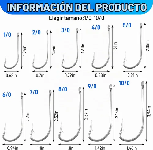 Vista 4 de AGOOL 34007 O'shaughnessy - Gancho de pesca para agua salada y agua dulce (acero inoxidable, forjado, mango largo)