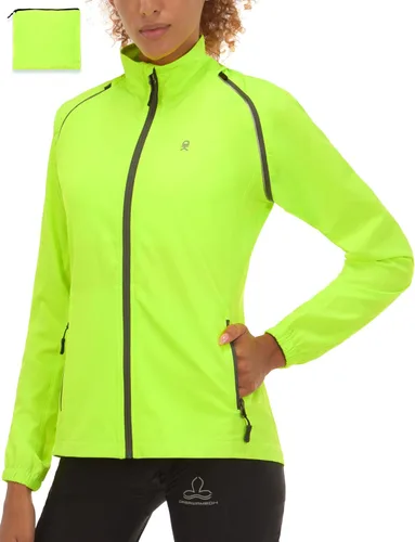Vista 2 de Little Donkey Andy Chaqueta de ciclismo plegable para mujer, mangas Amarillo fluorescente