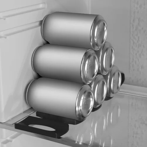 Vista 3 de kwmobile Alfombrilla apilable de silicona para botellas, organizador de refrigerador para apilar botellas, latas, cerveza, refrescos, estante Negro