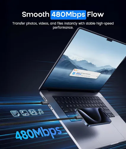 Vista 3 de Paquete de 3 cables USB C a USB C [3.3+6.6+6.6 pies], cables USB-C de carga rápida de 100 W, cable USB C a tipo C para iPhone 17 16 15 Pro Max