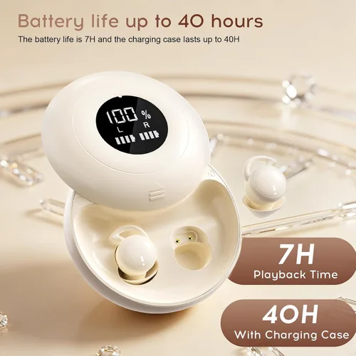 Vista 4 de Auriculares para dormir Bluetooth, auriculares para dormir de lado Beige