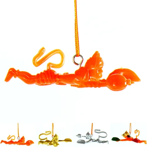 Vista 2 de Yogic Mantra Flying Hanuman Ji para coche Color naranja Ídolo Hanuman colgante para espejo de coche Escultura clásica voladora Hanuman