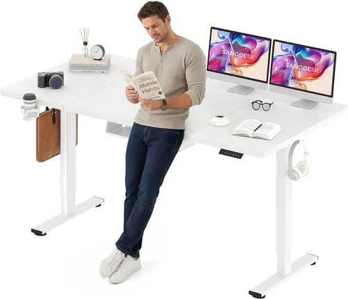 Vista 31 de SANODESK Escritorio Eléctrico de Pie de 40 x 24 pulgadas, Superficie de Una Pieza, Escritorio de Altura Ajustable con Controlador de 6 Botones Marco
