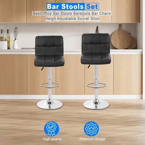 Vista 4 de Silla de bar, taburete giratorio ajustable de piel sintética, silla de comedor giratoria hidráulica con reposabrazos, sillas modernas de altura