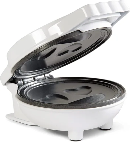 Vista 5 de Mini waflera de ojos de corazón Emoji, panqueques de cara sonriente de tamaño personal de 4 pulgadas Electric Non-Stick Baker Iron with Recipe