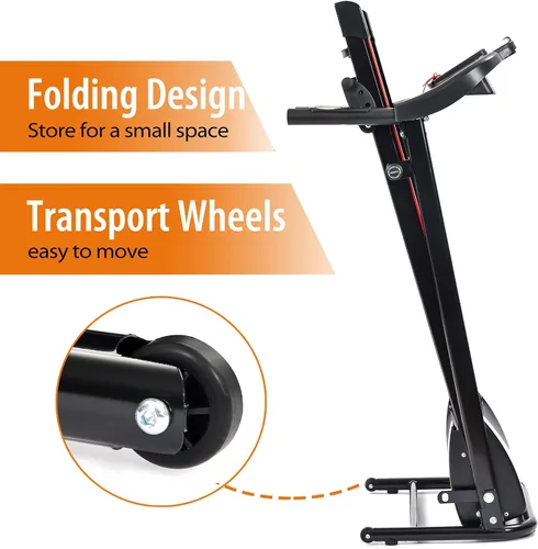 Vista 5 de Caminadora eléctrica plegable para el hogar, máquina de correr inclinada manual de 2.5 HP, 12 programas preestablecidos, pantalla LCD de 5