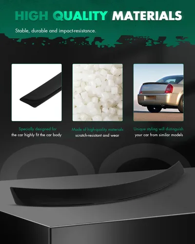 Vista 4 de SCITOO alerón ABS para alerón de baúl trasero brillante negro para Chrysler 300 1 pieza, compatible con 2011-2023 1 alerón trasero negro brillante