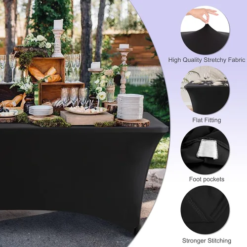 Vista 3 de ABCCANOPY - Funda de mesa de spandex elástica de 4 pies, mantel ajustado y resistente a arrugas, reutilizable para mesas plegables rectangulares