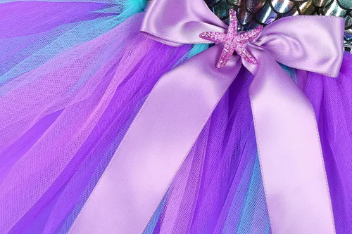 Vista 4 de SKCAIHT Mermaid Costume for Girls Little Mermaid Princess Tutu Dress for Girls Halloween Birthday Party Gifts