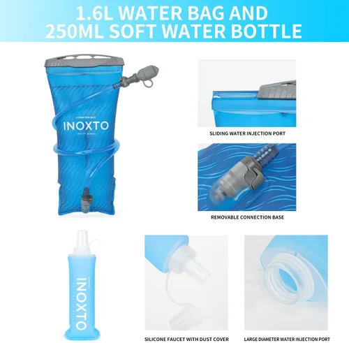 Vista 4 de INOXTO Running Hydration Vest Backpack,Lightweight Insulated Pack with 1.5L Water Bladder Bag Daypack for Trail Hiking Running Cycling Race Marathon