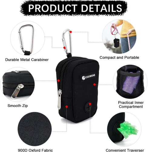 Vista 4 de Bolsa de golosinas para perros, soporte para bolsas de excrementos de perro para correas, contenedor de aperitivos para mascotas con bolsa