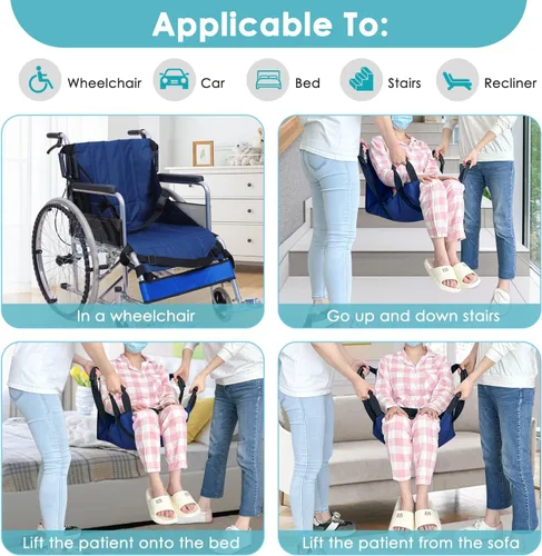 Vista 6 de Cinturón de Transferencia de Elevación de Paciente de Cama a Silla de Ruedas Transferencia de Escalera Silla de Evacuación de Emergencia Almohadilla