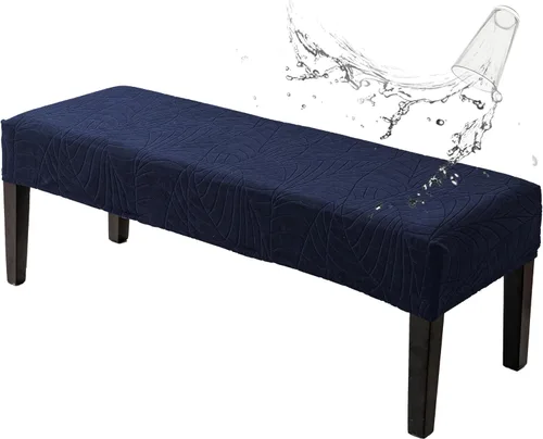 Vista 25 de Genina Fundas impermeables para banco de comedor, protector de asiento de banco de jacquard elástico, funda de banco rectangular para dormitorios