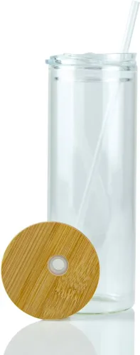 Vista 3 de Hogg Caja de vaso delgada sublimable de vidrio transparente de 20 onzas (paquete de 25) para bricolaje, personalizable, añade logotipo, vinilo