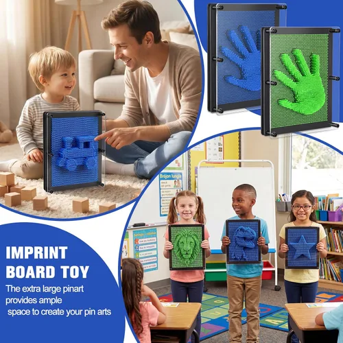 Vista 3 de Jenaai Paquete de 2 tableros de arte con pines 3D extra grandes de 10 x 8 pulgadas, tablero de arte de plástico sensorial, juguete sensorial