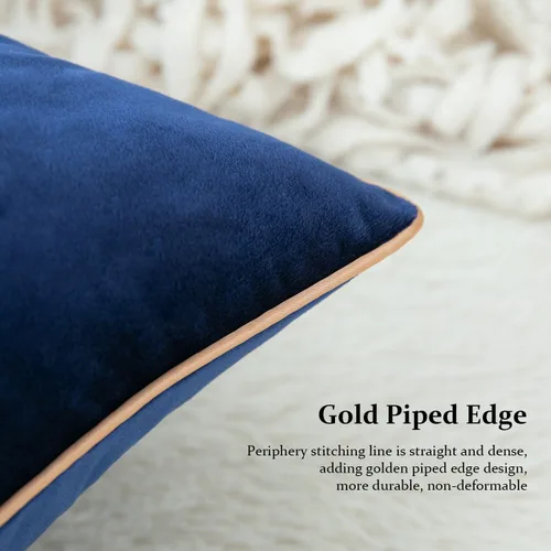 Vista 5 de VOGOL Funda de almohada de terciopelo suave de estilo vintage, elegante patrón floral bordado, funda de cojín cuadrada para cama, sala de estar, Azul