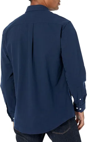Vista 3 de Camisa Tienda Essentials de tela oxford de manga larga ajuste regular con bolsillo para hombre
