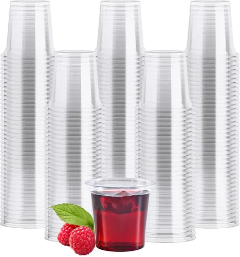 Vista 10 de JOLLY CHEF Paquete de 1000 vasos de chupito de plástico, vasos de gelatina desechables transparentes de 1 onza, reutilizables, perfectos