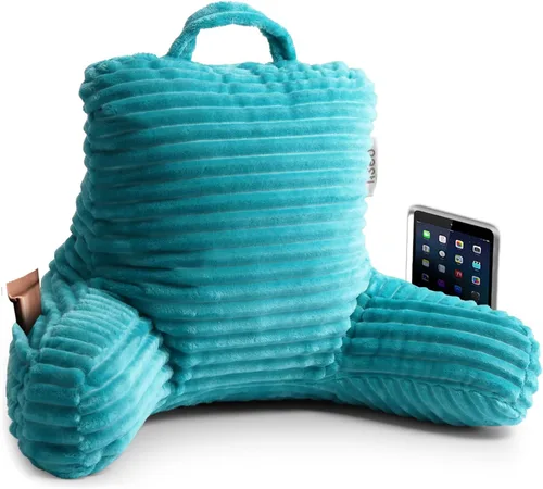 Vista 9 de Nestl Almohada de lectura para niños y adolescentes con espuma viscoelástica triturada, almohadas de respaldo de felpa de corte lujoso para leer