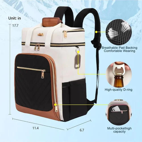Vista 6 de Backpack Cooler Insulated Leakproof, Soft Cooler Backpack for Beach Beige - Negro - Marrón-01