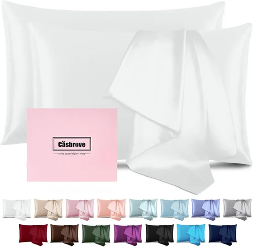 Vista 17 de Fundas de almohada de seda con cremallera, funda de almohada de morera, azul bebé, estándar, 1 unidad 20x26 Silk Pillowcase for Hair and