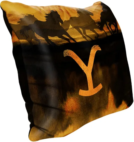 Vista 2 de Northwest Yellowstone - Almohada de terciopelo, 16 x 16 pulgadas, caballos salvajes