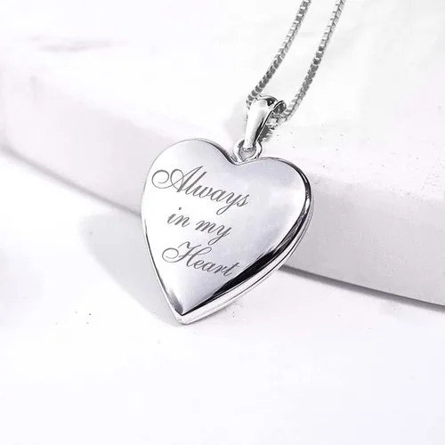 Vista 3 de PicturesOnGold Personalized Always in My Heart Silver Or Gold Heart Locket Pendant Necklace