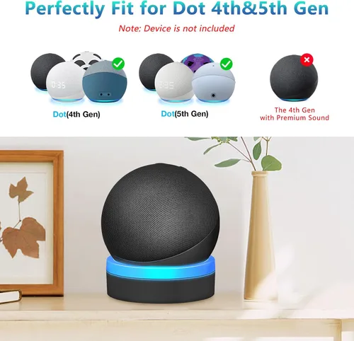 Vista 2 de Soporte para Echo Dot 4ª/5ª generación, soporte de mesa con guía de luz, efecto de luz mejorado, accesorios Dot 4/5 que ahorran espacio con gestión