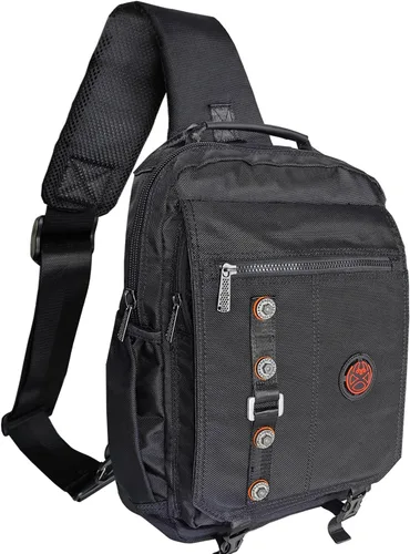 Vista 12 de bolso bandolera grande, mochila para portátil, bolso de mensajero cruzado, mochila de viaje para el hombro (A-Negro)