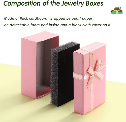Vista 5 de Juego de caja de regalo de joyería pequeñas cajas de regalo vacías embalaje de joyería decorativo con lazos cajas de cartón Metal Papel Cartón