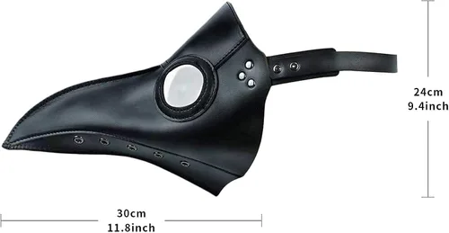 Vista 3 de PartyHop Máscara facial de piel sintética negra para médico máscara facial de gas Steampunk de nariz larga de Halloween disfraz de fiesta para niños