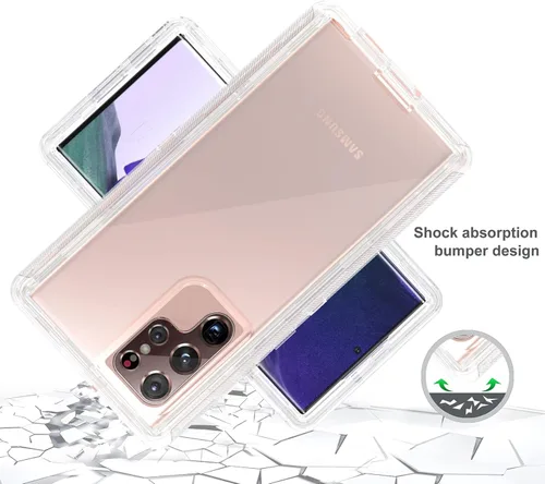 Vista 5 de Funda protectora 3 en 1 para Samsung Galaxy S22 Ultra, probada contra caídas militares, funda protectora resistente a prueba de golpes para Galaxy
