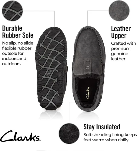 Vista 2 de Clarks Pantuflas venecianas para hombre, Gris