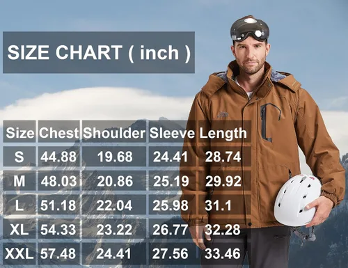 Vista 6 de Chaqueta de esquí impermeable para hombre, abrigo de nieve cálido con capucha, rompevientos