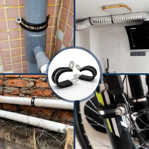 Vista 6 de ZIPCCI Abrazadera de Cable de 1 Pulgada, Paquete de 15 Abrazaderas de Alambre de Acero Inoxidable, Abrazaderas de Manguera de Goma y Metal