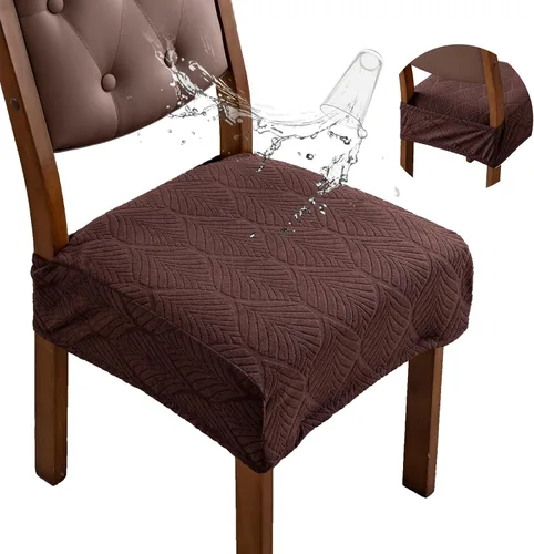 Vista 13 de Fundas de asiento para silla de comedor, extraíbles y lavables, juego de 2, fundas de cojín de asiento de silla de jacquard, protectores