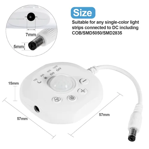 Vista 5 de SUPERNIGHT - Interruptor de atenuación para luces LED, interruptor de sensor de movimiento Pir DC 5-24V