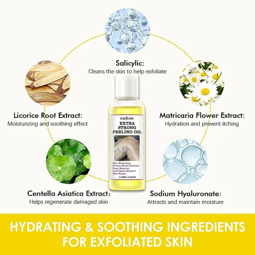 Vista 6 de Generic Aceite pelador amarillo extra fuerte para piel oscura, solución exfoliante para cuerpo, manos, pies y cara, todo