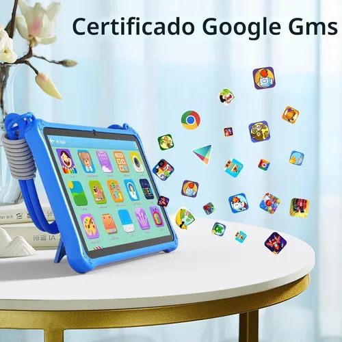 Vista 3 de PRITOM Tablet infantil de 7 pulgadas con cordón, tableta Android 13 de 32 GB con WiFi, cámara dual, educación, juegos, software para niños Azul