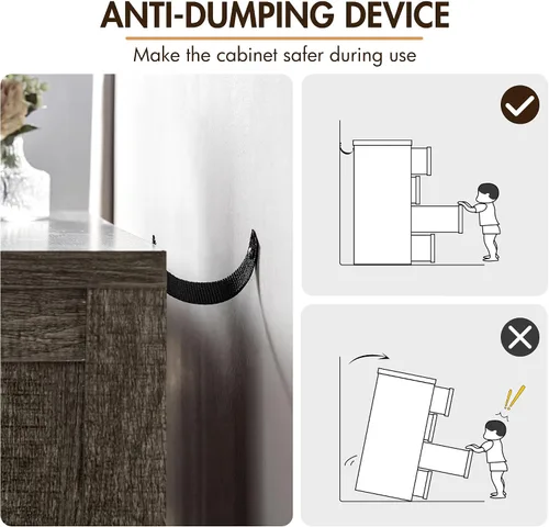 Vista 8 de VanAcc - Cómoda de granja de 5 cajones, cómoda para dormitorio, color gris Cómoda de madera natural de 47 pulgadas de alto, amplio almacenamiento