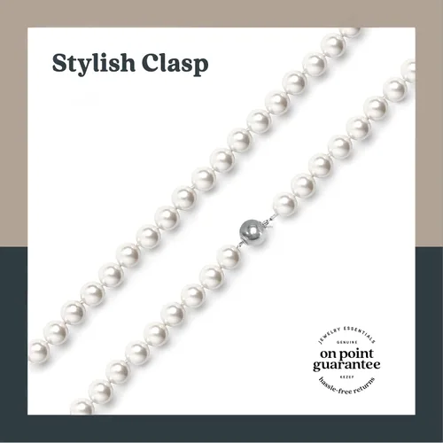 Vista 4 de KEZEF Pearl Necklaces for Women - Simulated Faux Cream White Pearl Necklace 16" - 20" - Hand Knotted Strand - Pearl Sizes 8mm - 14mm - Pearl Choker