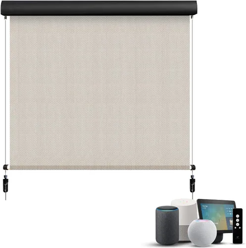 Vista 30 de SmartWings Persianas motorizadas para exteriores para patio, compatibles con materia, Homekit, Z-Wave, Alexa, Google, persianas enrollables 1% Beige