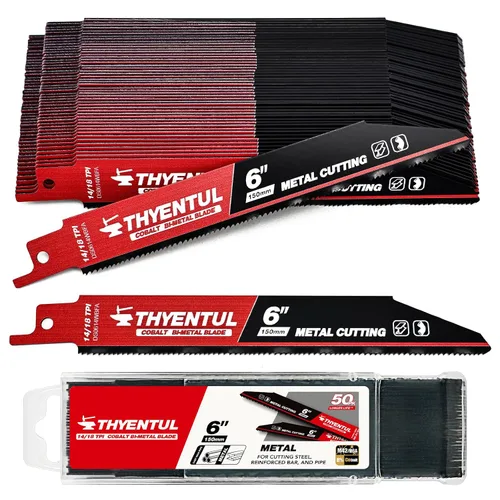 Vista 9 de Paquete de 25, 15 cm, 14/18 TPI, Hojas de sierra Sawzall de desmontaje automático de cobalto bi-metal para metal, Hojas de sierra alternante de 15