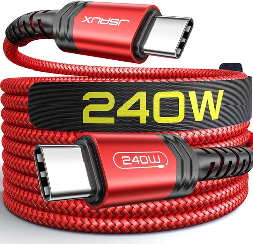 Vista 8 de JSAUX Cable USB C de 240 W de 6.6 pies, cable USB C tipo C de carga rápida para MacBook, iPad, Dell XPS, iPhone 17/iPhone Air/iPhone 17 Pro Max, Gris