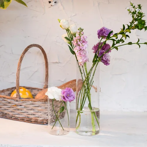 Vista 6 de Devilfire 12 jarrones cilíndricos de vidrio para centros de mesa, floreros de flores de 6 pulgadas de alto, decoración de boda, jarrones cilíndricos