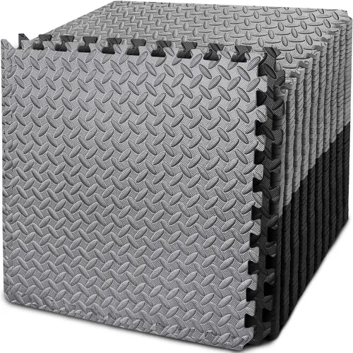 Vista 8 de BEAUTYOVO Tapete de ejercicio tipo rompecabezas con 12/24/48 baldosas de espuma entrelazadas para gimnasio, baldosas de espuma EVA de 24'' x 24