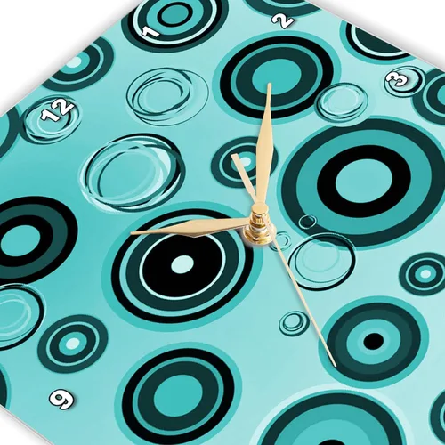 Vista 2 de 3dRose Wall Clock Silent - 15 inch - Retro Turquoise Circles Pattern - Patterns