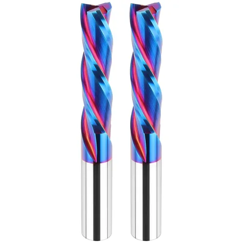 Vista 32 de EANOSIC Brocas de fresadora en espiral de compresión ascendente y descendente de 1/2 pulgada de diámetro de corte con revestimiento nano azul